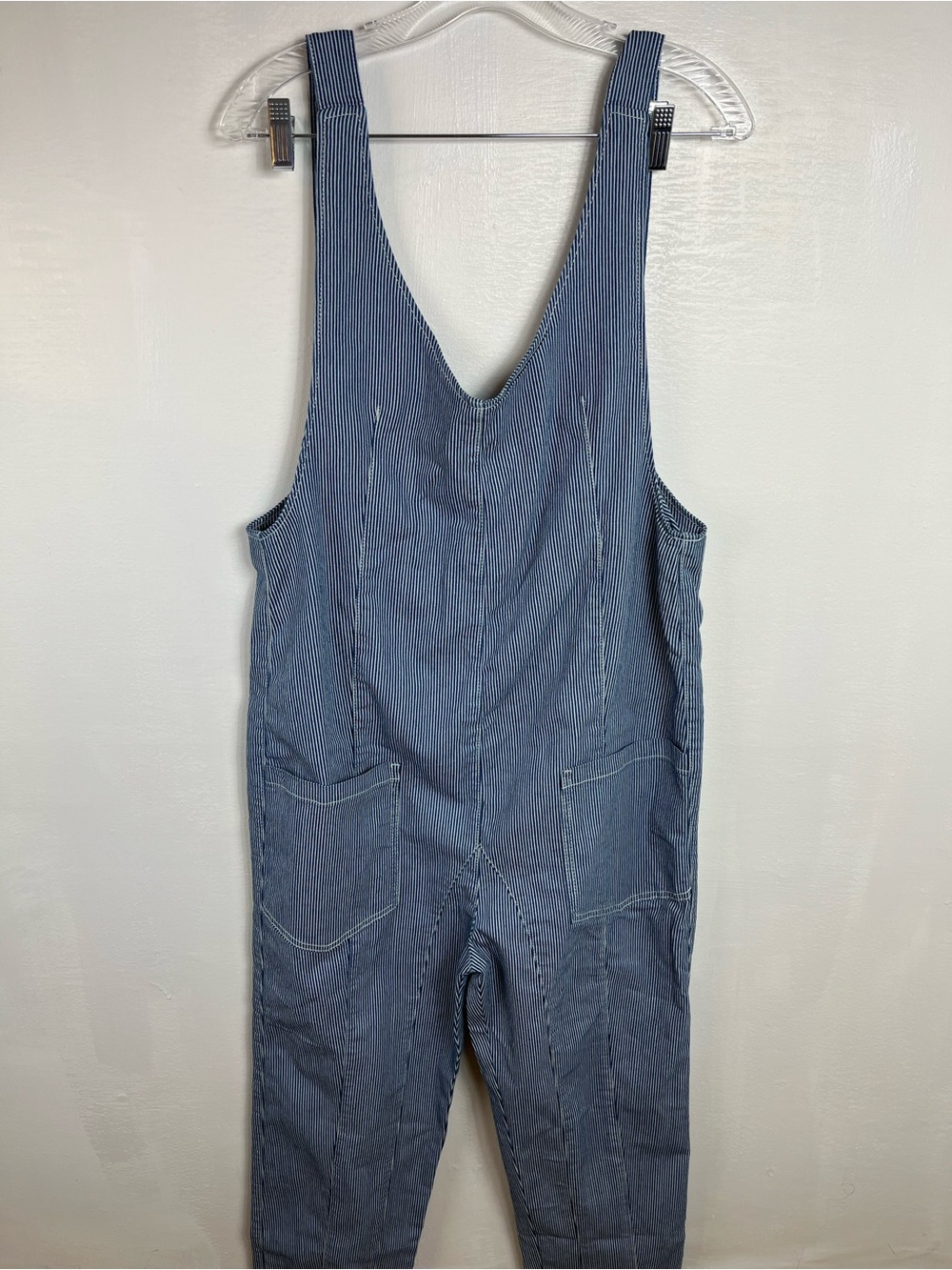 HISEA Women Loose Fit Denim Jumpsuit Harem Pants Casual Striped Baggy Overalls S